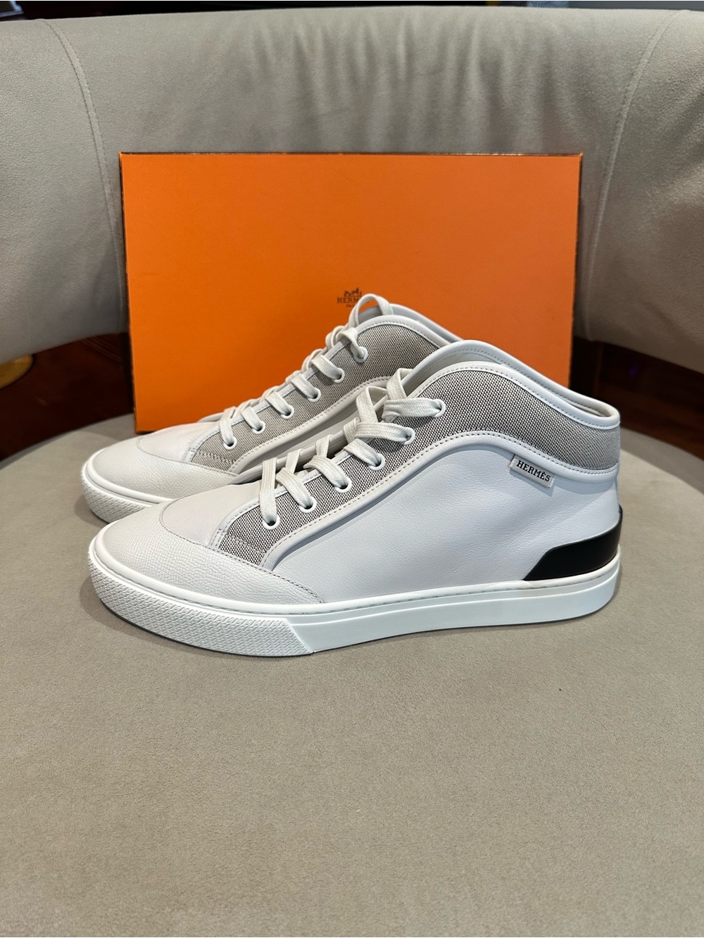 Hermes Leather High-Top Sneakers